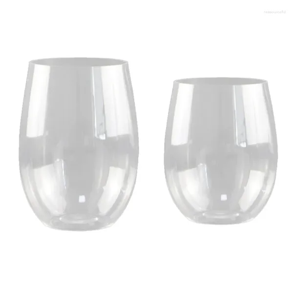 Vasos desechables Pajitas Sin tallo Plástico Vino Copas de champán Elegante Durable Reutilizable Inastillable Interior Al aire libre Para Bar Oficina en casa