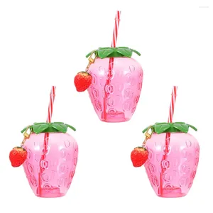 Wegwerpbekers rietjes Strawberry Cup Hawaii thema feest drankje drinken schattig sapmodellering doorzichtig plastic