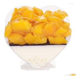 Wegwerpbekers rietjes sts hartvormige pudding jelly mousse ijs cup voorgerechtschatkom voor woning dessert shop voedselcontainer plastic dh3z2