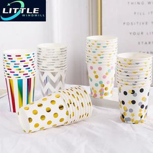 Tasses jetables Paies White Gold Wedding Party Supplies Dilaigny Paper pour bébé Baby Birthday Pères Day Collection