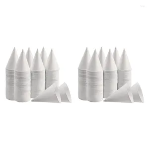 Gobelets jetables pailles cône en papier blanc enduit de neige étanche pour eau glacée rasée 400 pièces