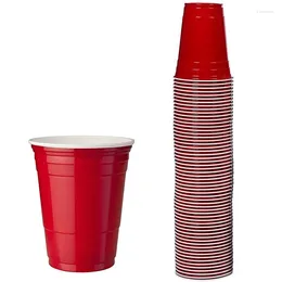 Paignes jetables Paignes yo-100pcs / Ensemble de 450 ml Red Plastic Cup Party Bar Restaurant Fournitures de maison