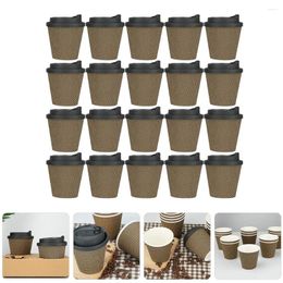 Vaisselle jetable 1 ensemble de gobelets en papier, tasse à café à emporter, boisson avec couvercle