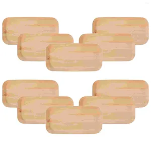 Vaisselle jetable 10 pièces plateau en bois Snack Grain assiette en papier collations assiettes à friandises en bois collecte de fruits conteneur poulet frit