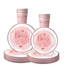 Dîne jetable 10 pièces de poule Party Bride Logiciel de bureau jetable tasses en carton rose Happy Bride Single Shower Supplies Q240507