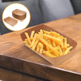 Dîner jetable 100 pcs Kraft Paper Bowl Conteneurs servir les plateaux de friture Snack Mini Foods Snacks Fried Plate de preuve d'huile