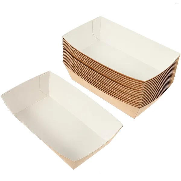 Vajilla desechable, 100 Uds., barcos de papel, caja para llevar pollo frito, bandeja, contenedor para aperitivos, contenedores, soporte para caja de embalaje