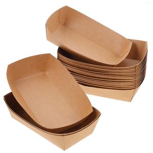 Wegwerpservies 100 stuks papierlade dienbladen plas bruin kartonnen manden beugel luchtfriteuse