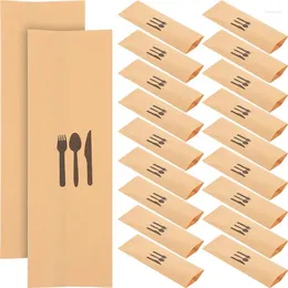 Dîner jetable 100pcs Kraft Paper Cutlery Hidder Cutter Fork Rangement Sacs de rangement à bricking Pouche à manches