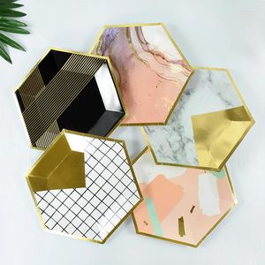 Dîner jetable 10pcs Hexagonal Paper 9 pouces Aichards Fruit Plane-Dinage Cake Happy Birthday Party décor Kids Supplies