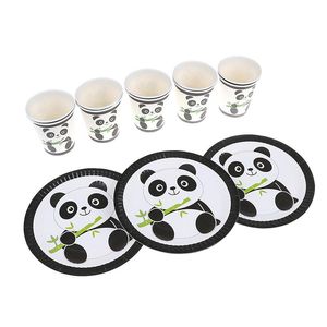 Vajilla desechable 10 unids/lote tazas de Panda suministros de fiesta de cumpleaños para niños platos felices de papel