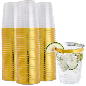 Wegwerpservies 20 stuks wegwerpbekers 10oz transparant hard plastic omrande beker verjaardag bruiloft feest 230825