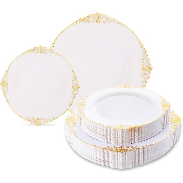 Wegwerp Servies 20 Borden 7.5in 10.25in Wit Plastic Hoogwaardige dinerborden geschikt voor bruiloften 230131