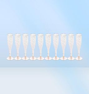 Wegwerp servies 20 stks Gold Glitter Plastic Champagne Fluts Cups Roosterende bril bruiloft Baby shower feestbenodigdheden4365906