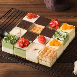 Vaisselle jetable 20 pièces carré en plastique Tiramisu pouding mousse tasse récipient transparent pour gelée yaourt dessert avec couvercle 230901