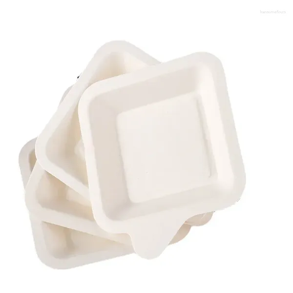 Vaisselle jetable 30 plateaux en papier carrés de 4 pouces, assiettes de pique-nique pour Barbecue domestique, peinture de gâteaux fabriqués à la main