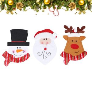 Wegwerp servies 3 stks kerstmishandelaar Santa Flatare Snowman Elk Spoon Fork Tassen voor tafel centraalstukken