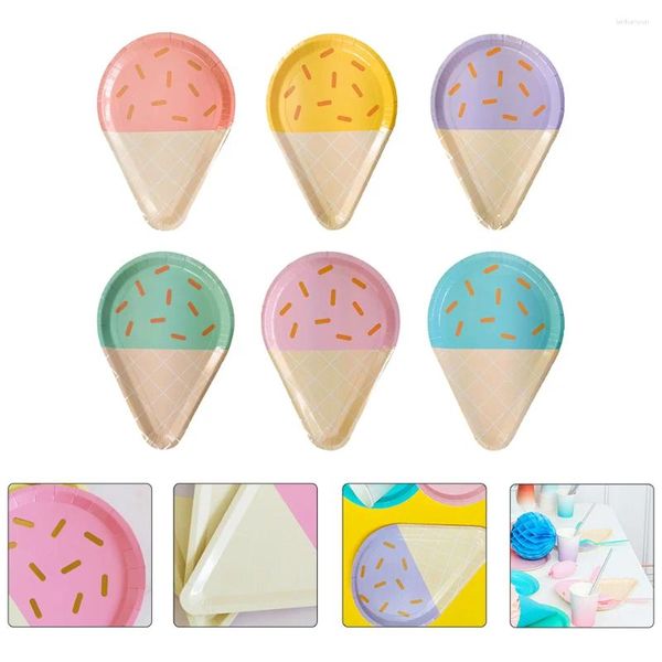 Dîner jetable 48 PCS Ice Cream Party Party Varelle Birthday Decoration Papier Papier Supplies Plaques Summer