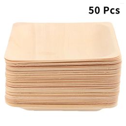 Vaisselle jetable 50 pièces assiettes alternatives naturelles assiette carrée en bois feuille de palmier compostable fête d'anniversaire de mariage