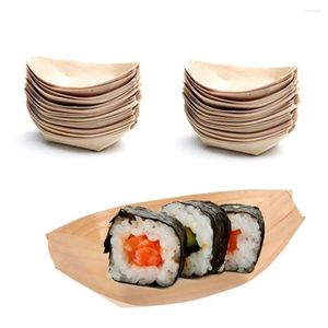 Vaisselle jetable 50pcs bateau Sushi gâteau outil plateau de service bol en bois restauration