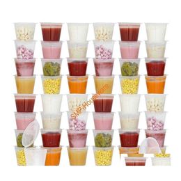 Wegwerp servies 50 stks BPA Baby Storage Containers met scharnierende deksels Travel Snack Cups Store zelfgemaakte organische purees1 drop deliv dhde9