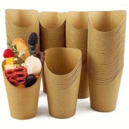 Dîner jetable 50pcs Kraft Paper tasse de table La vaisselle est très adaptée aux frites cuites Gâteaux