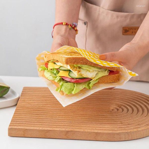 Dîne jetable 50pcs décor d'emballage sandwich hamburger en papier pâtisserie Frises de graisse revêtu de graisse de graisse à l'épreuve d'huile