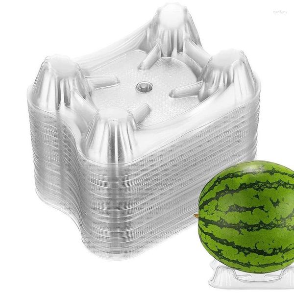 Vajilla desechable 50 piezas Soporte para plantas Cuna Plástico Melón Sandía Calabaza Previene la pudrición Protector transparente Jaulas Jardinería