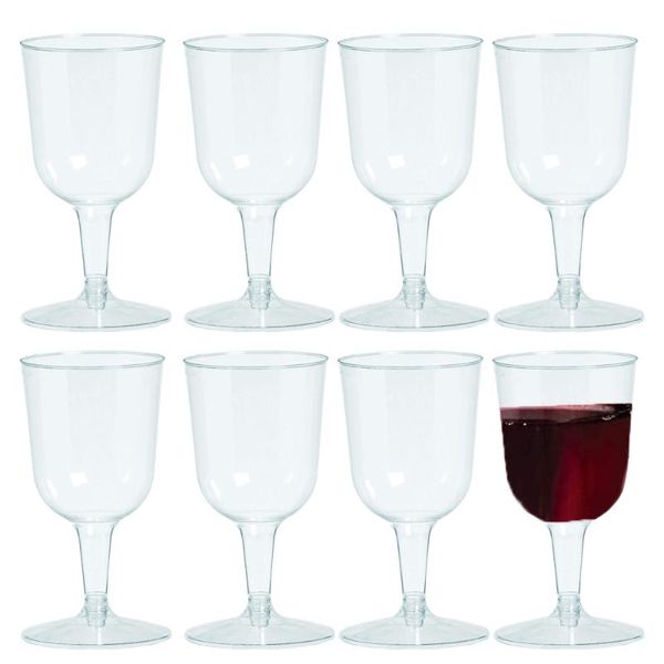 Vajilla desechable 6/8 piezas Esenciales para fiestas Copas de vino de plástico duro Copas para tostar para cumpleaños Recepción de bodas y otras celebraciones