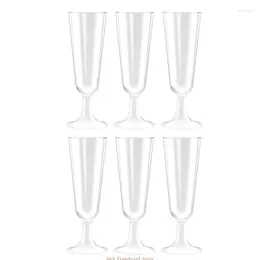 Dîner jetable 6 PCS Clear Champagne tasse Tasse de verres transparents Toasting Red Wine Verre pour le restaurant Party