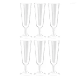 Dîne jetable 6 pcs flûtes de champagne transparentes tasses de matériaux plastiques tasses 95