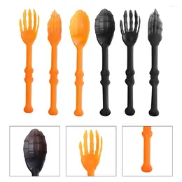 Dîner jetable 6pcs Créative Halloween Table Varelle Forks Plastic Spoons Party Supplies For Kitchen Dining Bar (3pcs Orange