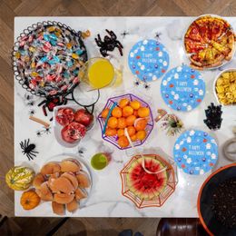 Dîner jetable 8 PCS FOURNISSEMENTS PLAQUE ASTRIQUE PROSE COUPER CAKE PACE ACCESSOIR Halloween Paper Fruit