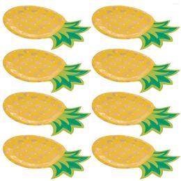 Dîner jetable 8 pcs ananas plaque de palette de palette de fête pour enfants couverts plaque fruit anniversaire banquet plateaux à cupcakes