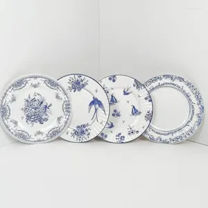 Vaisselle jetable 8 pièces/paquet, Style chinois exquis, motif en porcelaine bleue et blanche, assiette en papier, vaisselle à Dessert, fournitures de fête à domicile
