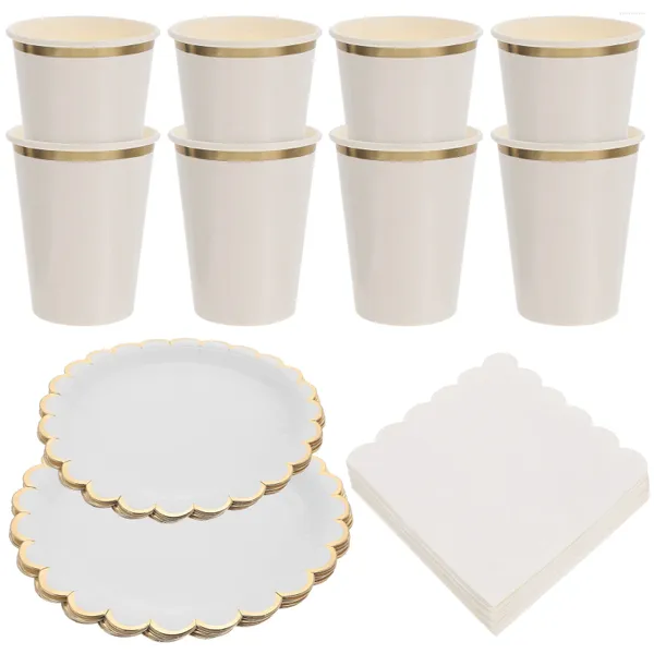 Vaisselle jetable, ensemble de couverts à gâteaux, assiettes d'anniversaire, gobelets pour enfants, vaisselle en papier, serviettes à Dessert