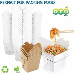 Wegwerp servies voor servies voor etensartikelen Voedselcontainer met magnetron Kraft Paper Handhendeldoos Lekbestendig en oliebestendige bereiding Q240507