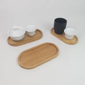 Vaisselle jetable plateau en bois japonais assiette à manger rectangulaire isolée motif bois massif thé elliptique