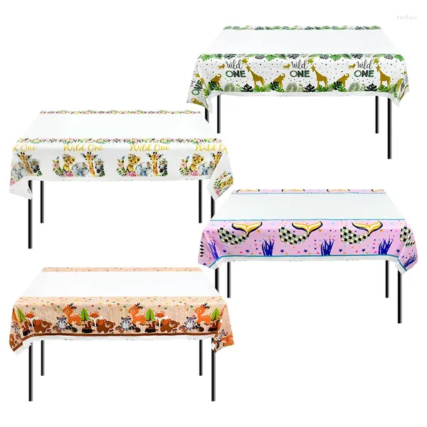 Louça descartável selva animal festa pano de mesa selvagem um primeiro aniversário decoração crianças chá de bebê 109x180cm floresta toalha de mesa