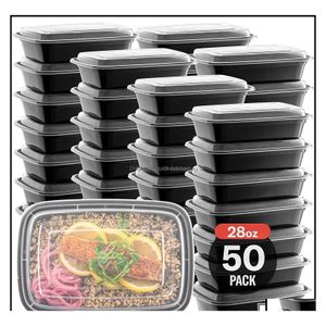 Disposable Dinnerware Kitchen Supplies Dining Bar Home Garden Lunch Box With Liddisposable Meal Prep 750Ml Plastic Takeaway Drop Deli Dhup4