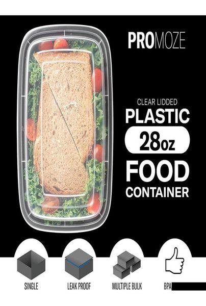 Vaisselle jetable boîte à déjeuner avec couvercle boîte de préparation de repas 750Ml récipient alimentaire en plastique bon marché à emporter micro-ondes Ft7J3327766