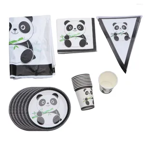 Dîner jetable bannière de fanion panda plaque plaque tasse de tissu nappe de fête d'anniversaire