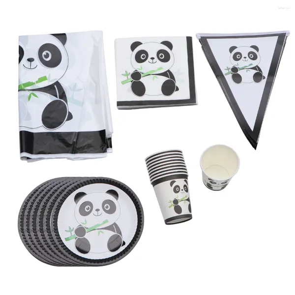 Banner de vajilla desechable Pannant Panda Plato Plato Copa Caca para el mantel suministros de fiesta de cumpleaños