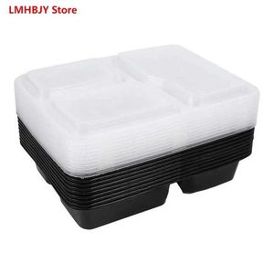 Wegwerp serviesgoed Plastic herbruikbare lunchbox Maaltijd Voedsel Bereiding 3 Magnetron Containers Home Q2405071