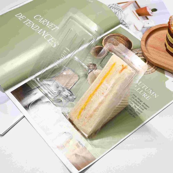 Desechable Cinabro Sandbox Recipiente Triangular Take de plástico desechable Cake Cheese Food Food Box Cover con rodajas Sake O, Q2405071