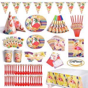 Wegwerp servies servies servies papieren beker borden servetten rietjes bruiloft verjaardagsfeestje decoraties baby shower spoeds flamingo thema