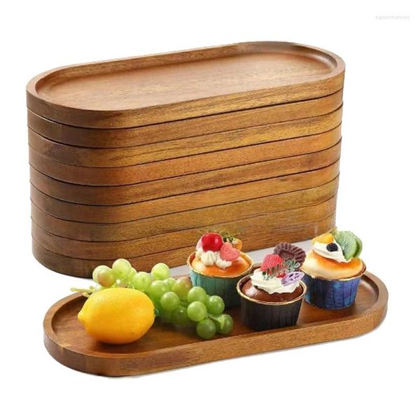 Vaisselle jetable, assiette à Dessert ronde en bois massif, plateau en bois de style japonais, collation fruits secs