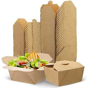 Dîner à emporter à plats à emporter Kraft Paper Paper Box Huile avec des fournitures de cuisson de cuisine de couvercle 10 pièces Q240507