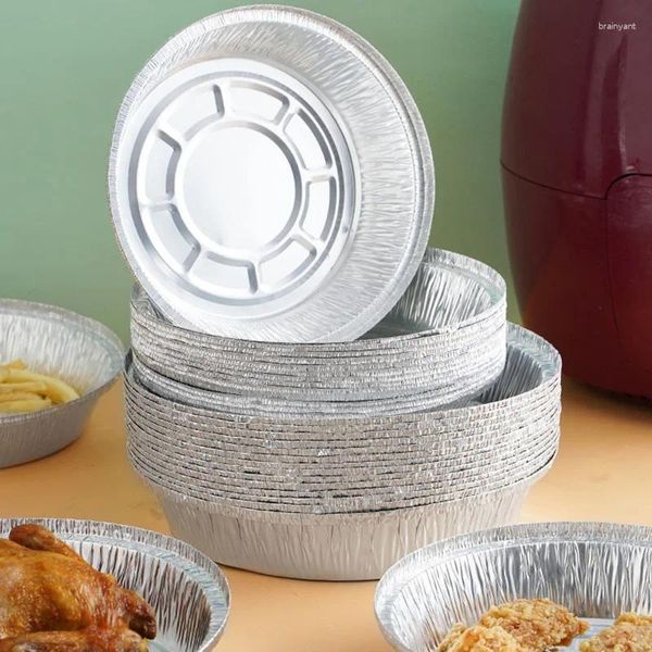 Vajilla desechable Bandeja de papel de aluminio para freidora de aire Caja Horno Hornear Vajilla de papel de aluminio Tazón Almuerzo