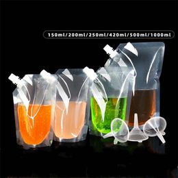 Le dessus jetable de bec de sacs de boissons potables 100ml 150ml 200ml 250ml 350ml 500ml 1000ml tiennent la poche liquide de buse pour l'emballage frais de jus de bière de café de thé de lait de soja